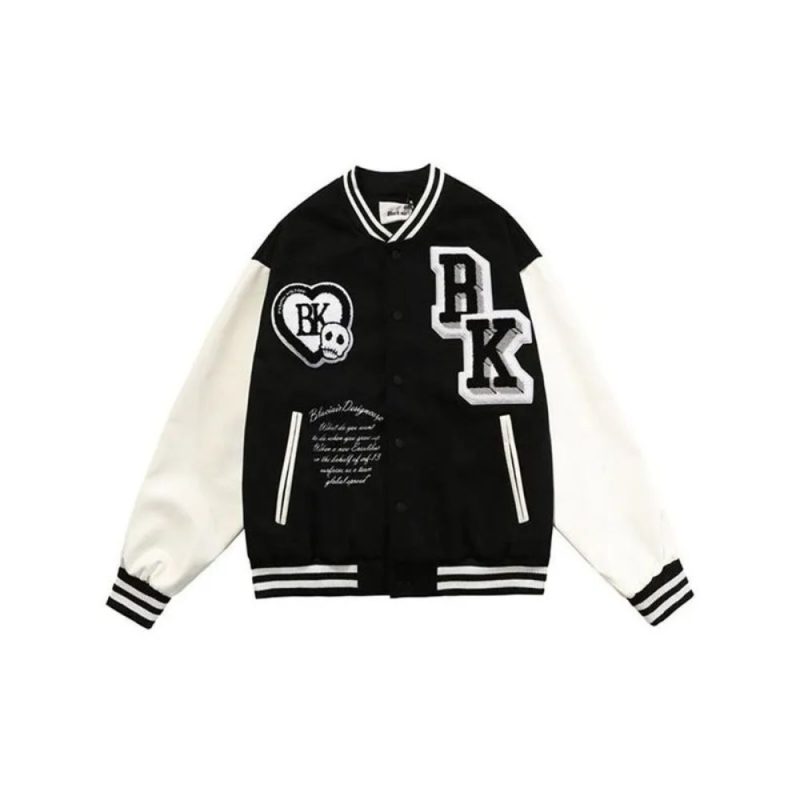 Bk Black Cotton Varsity Jacket (1) Bk Black Cotton Varsity Jacket