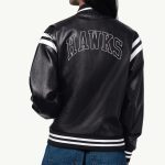 Men’s Atlanta Hawks Black Leather Varsity Jacket – NBA Fan Style