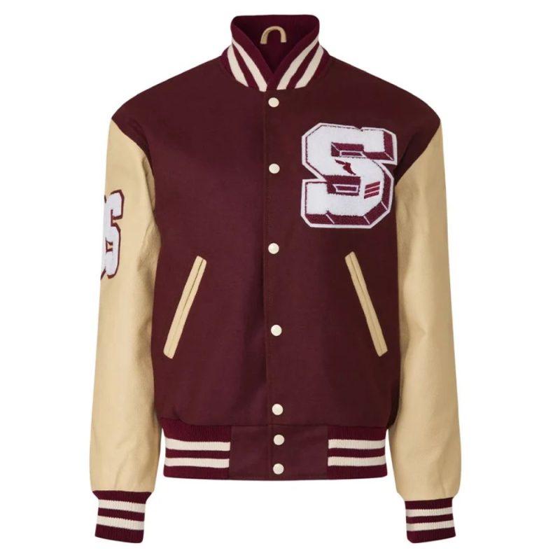 Burgundy Varsity Baseball Letterman Jacket