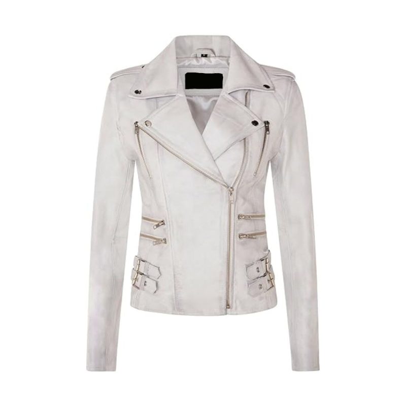 Ella White Motorcycle Leather Jacket