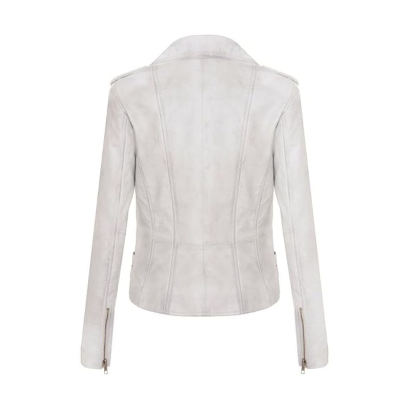 Ella White Motorcycle Leather Jacket