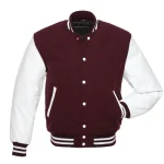 Maroon and White Varsity Jacket