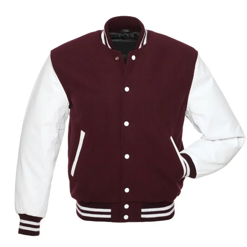 maroon-and-white-varsity-jacket Maroon and White Varsity Jacket