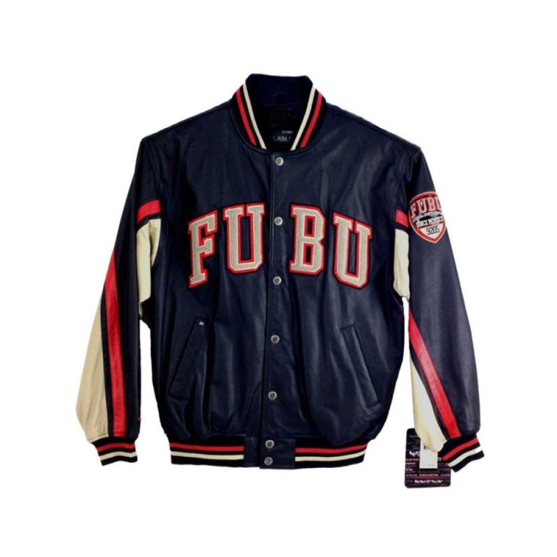 Fubu Bomber Blue Leather Jacket
