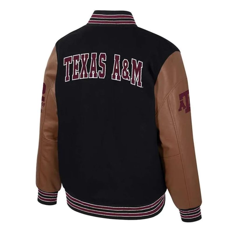 Texas A and M Aggies Black and Brown Letterman Jacket