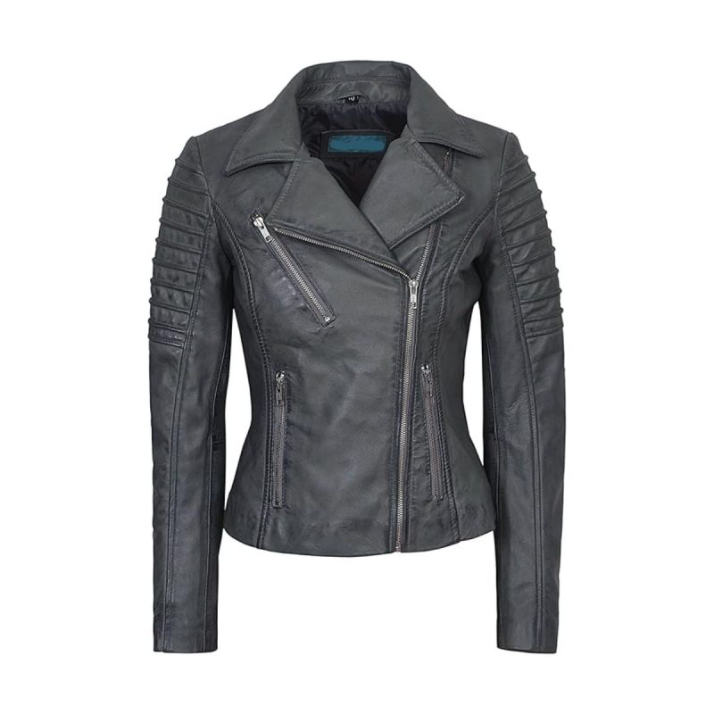 womens-real-grey-leather-biker-jacket-5 Womens Real Grey Leather Biker Jacket