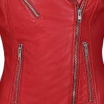 Womens Real Red Leather Biker Jacket