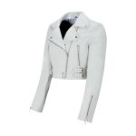 Womens White Cropped Leather Jacket